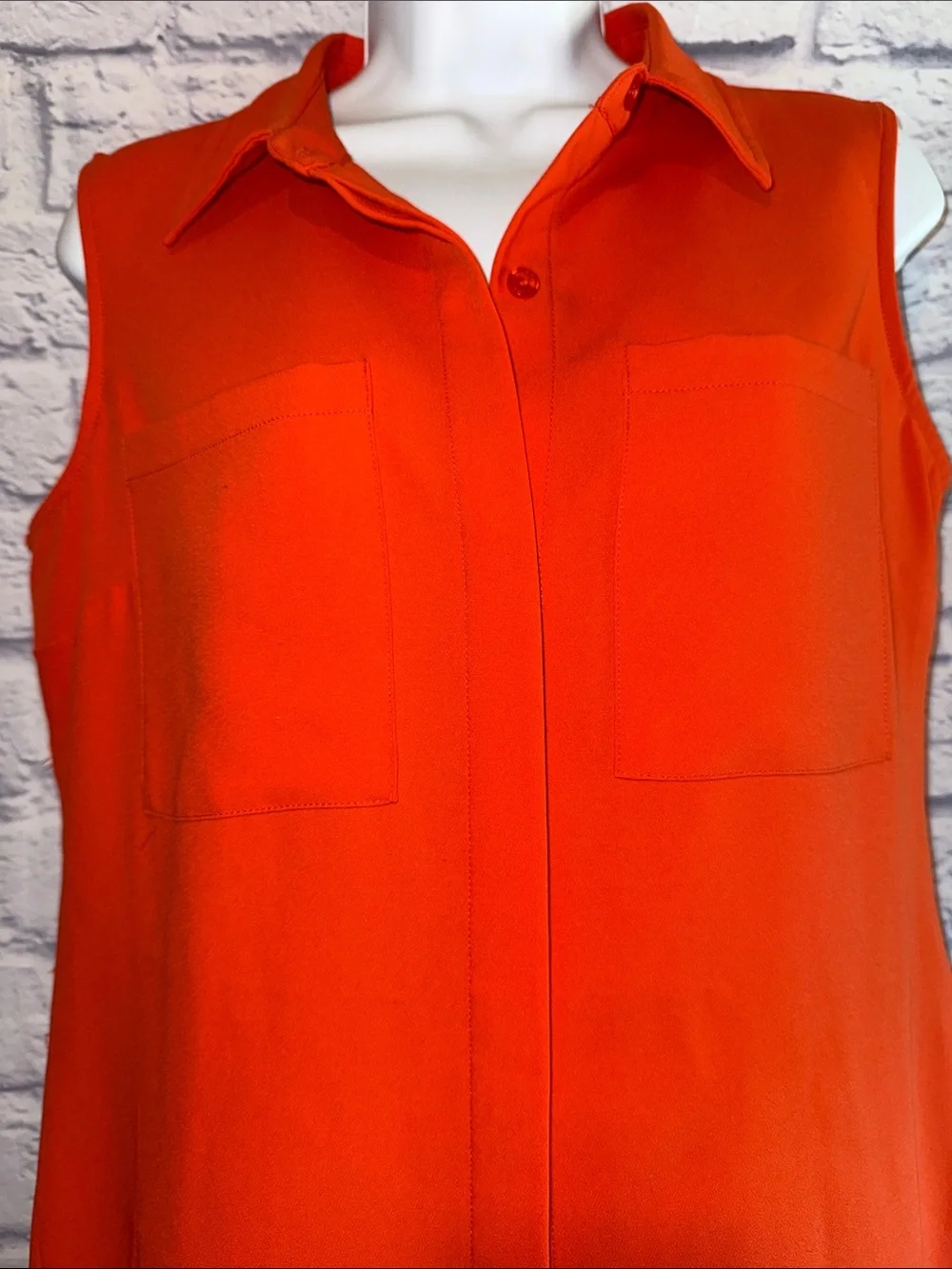 Michael Kors Sleeveless Collared Midi Dress in Vibrant Orange